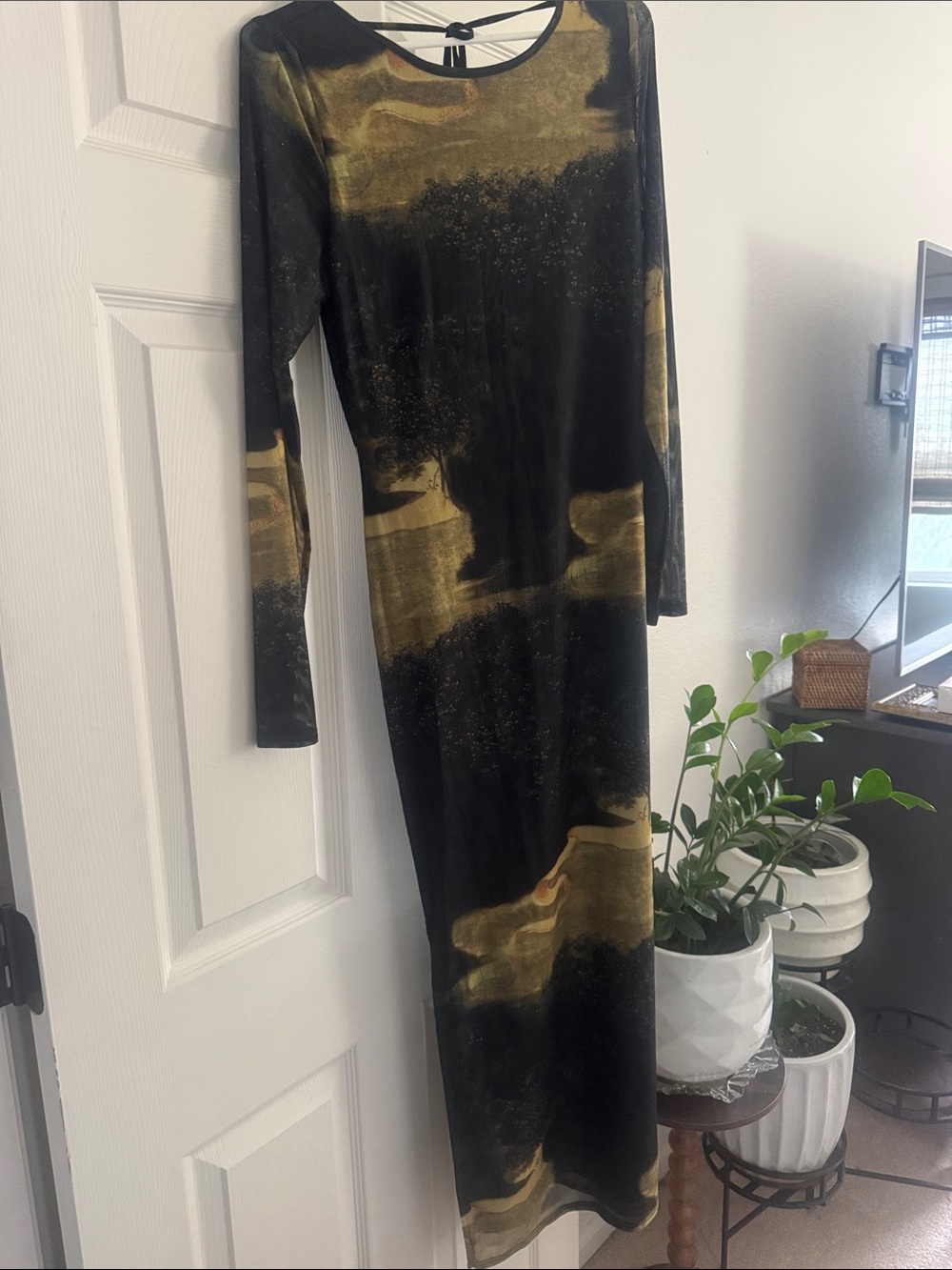 Vici Black and Gold Long Sleeve Maxi Dress